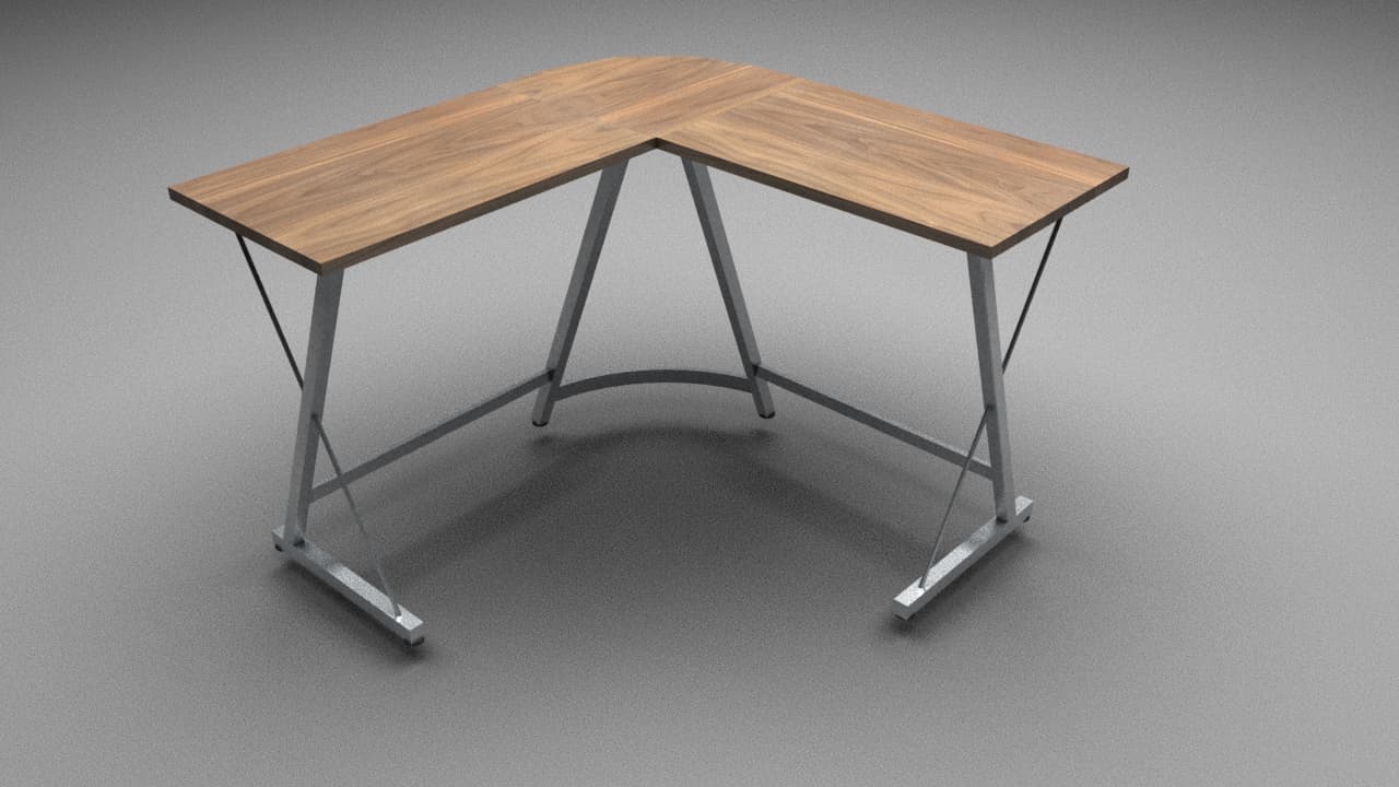 L-shaped computer desk render - view 2