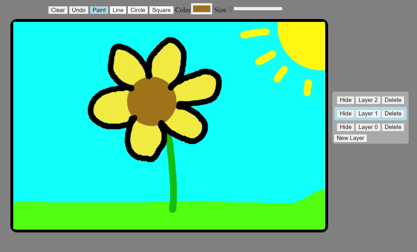 Drawing of a flower made in the canvas app